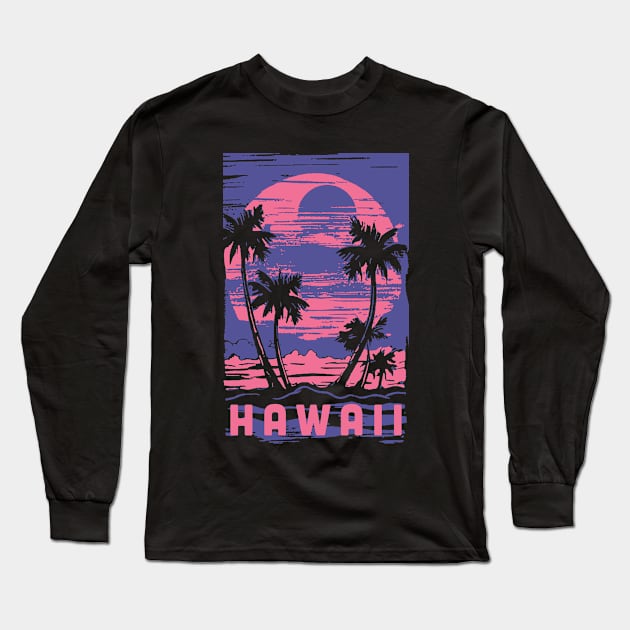 Hawaii Souvenir Lifestyle Cyberpunk Vacation Trip Long Sleeve T-Shirt by livania